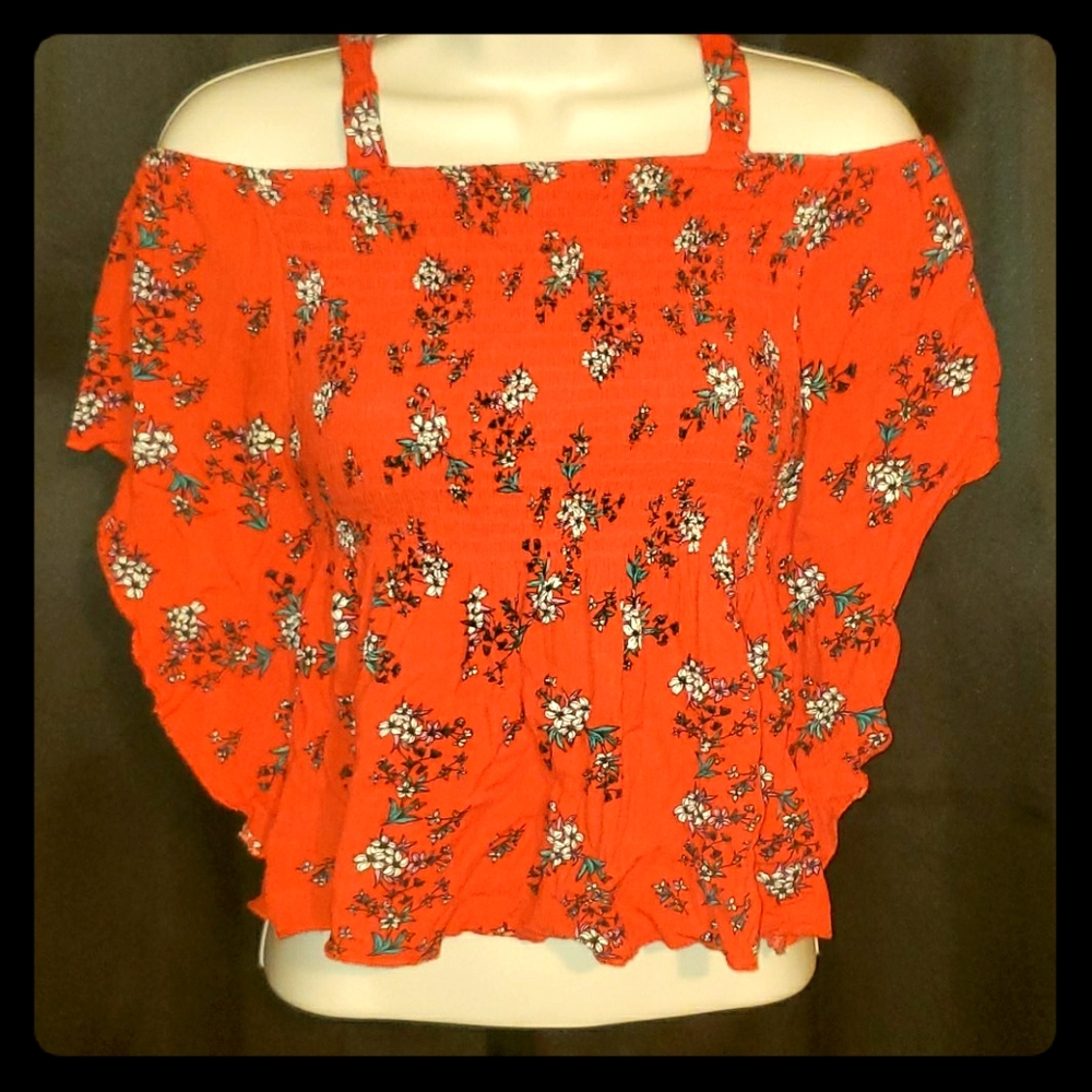 Red/floral crop top